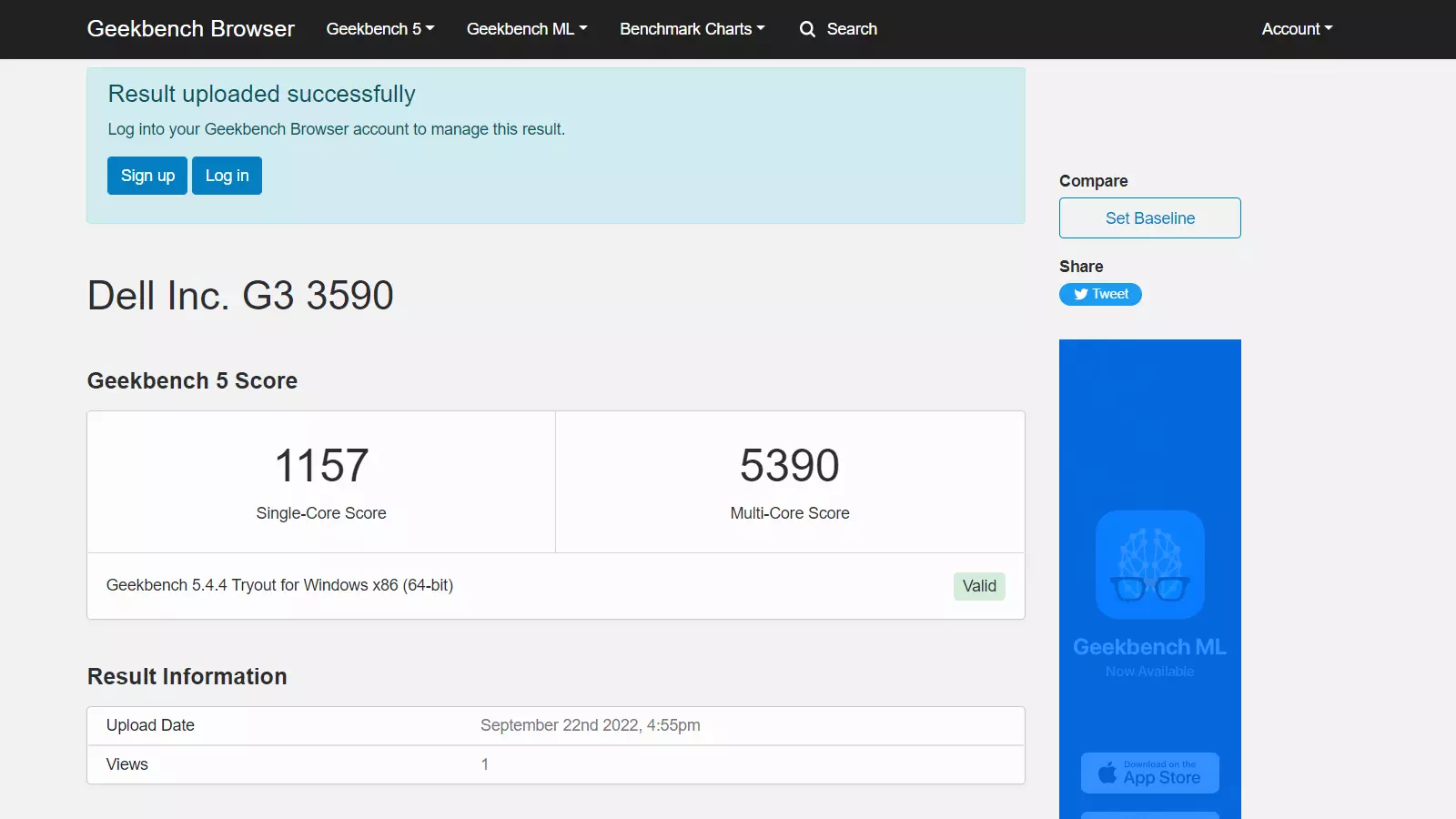 результаты DELL G3 3590 в Geekbench 5 результаты DELL G3 3590 в Geekbench 5