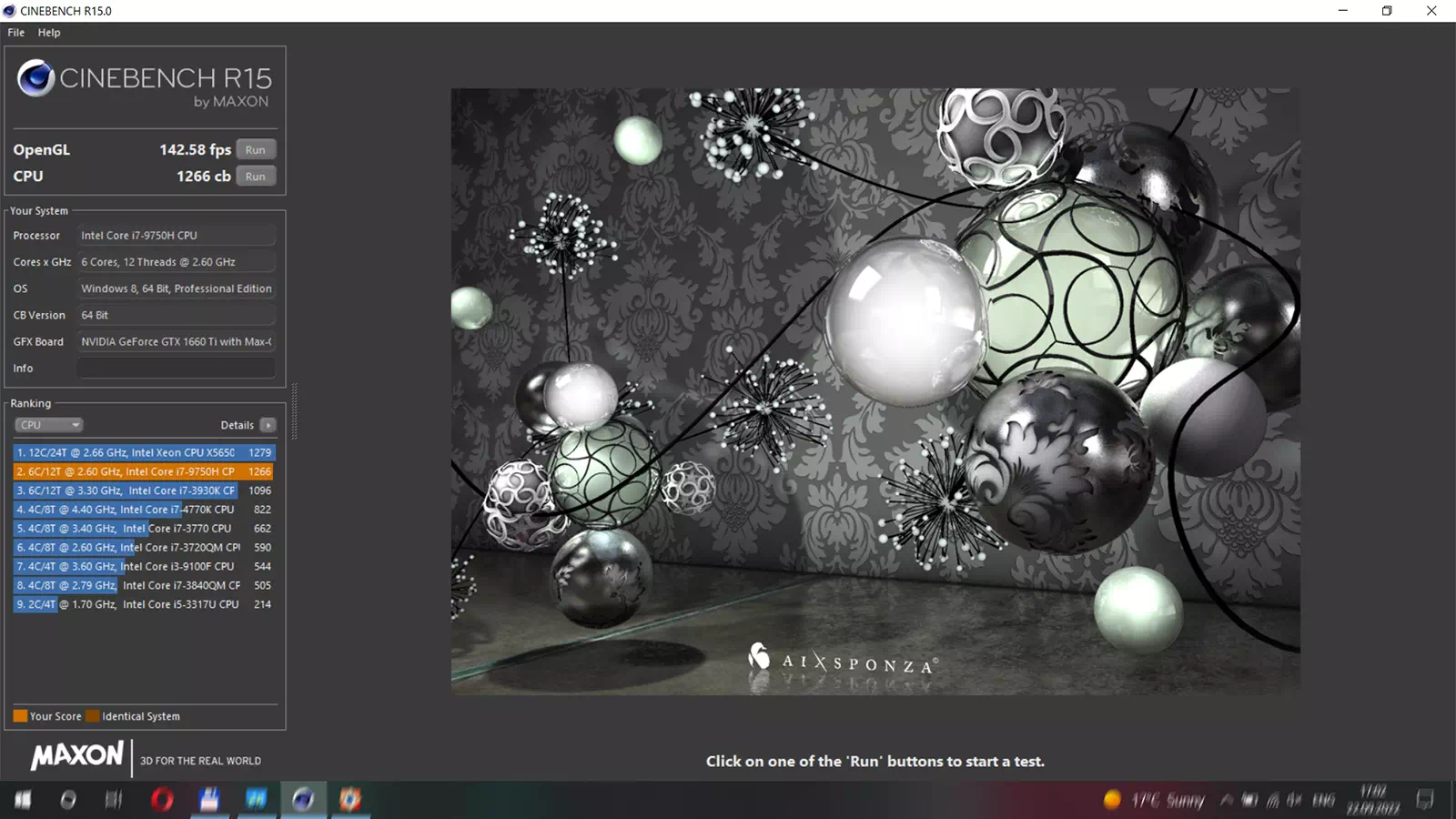 результаты DELL G3 3590 в Cinebench 15 результаты ноутбука DELL G3 3590 в Cinebench 15
