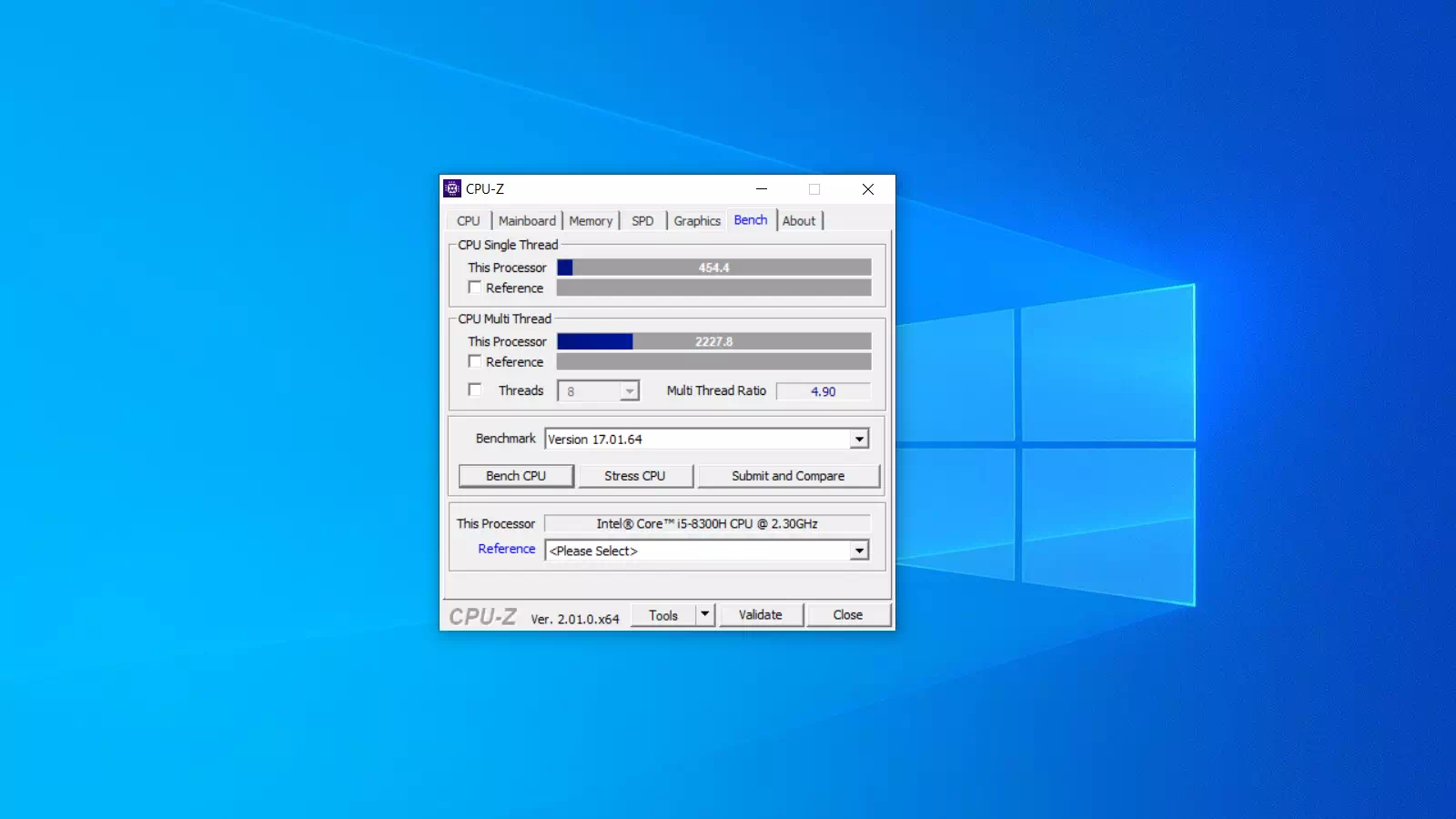 результаты Asus TUF FX505GE на на Intel Core i5-8300H в CPU-Z результаты Asus TUF FX505GE на Intel Core i5-8300H в CPU-Z